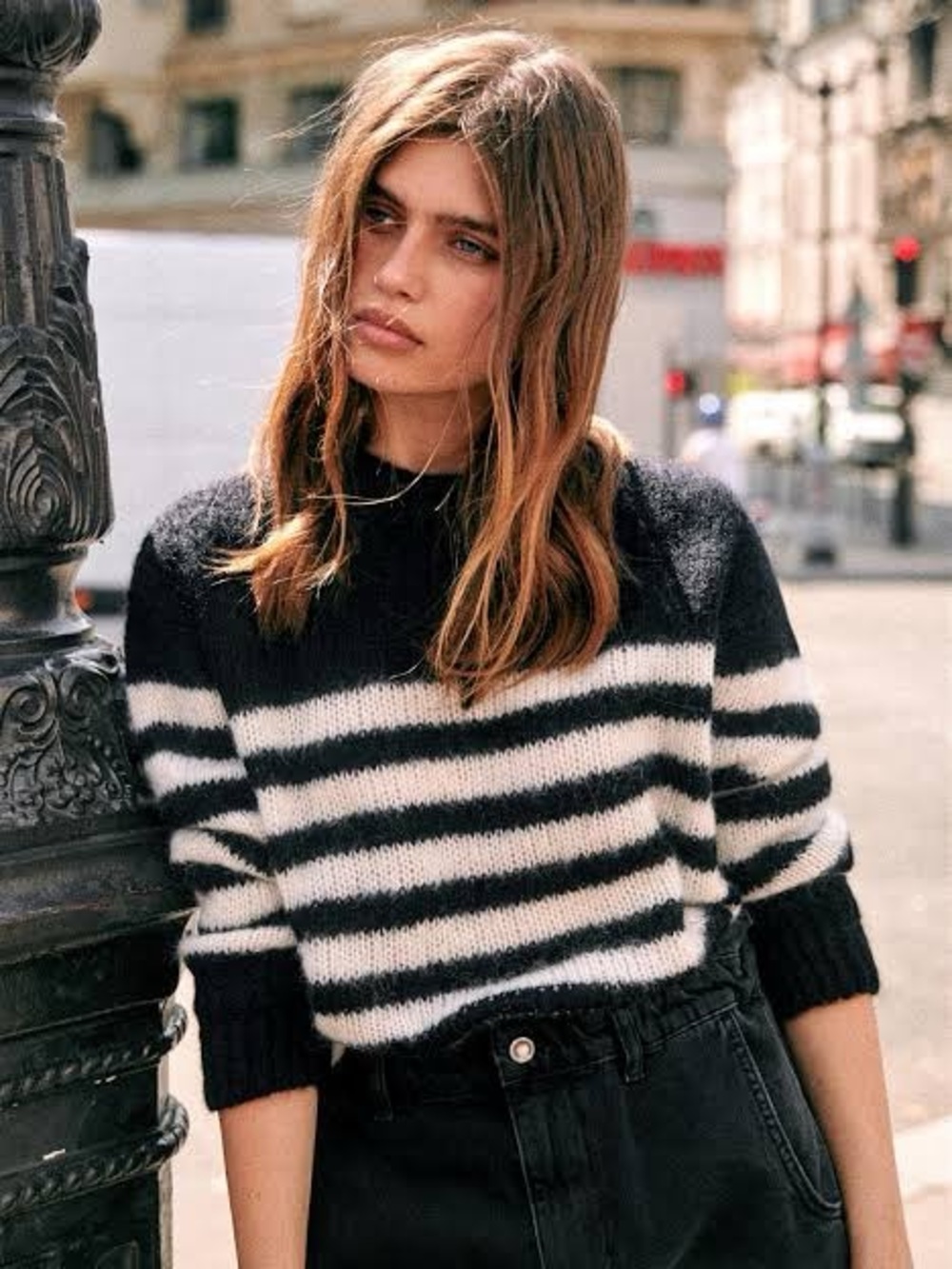Sezane chuck sweater navy and white stripe size XS